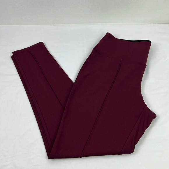Apt.9 New Women’s L Burgundy Mid Rise Stretch Knit Front Seam Stitching Pant - Picture 1 of 10